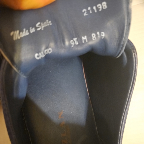 Mezlan Dress Sneaker Shoes Genuine Leather Calico Deerskin Slip On Navy Blue